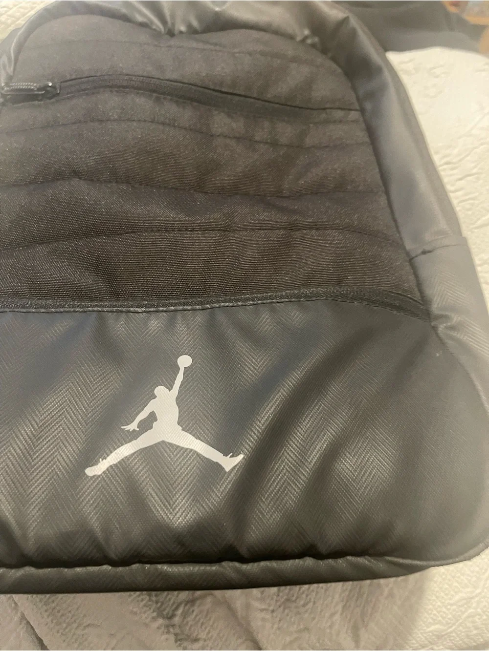 Jordan Black Backpack with White Jumpman Emblem Many pockets & Compartments